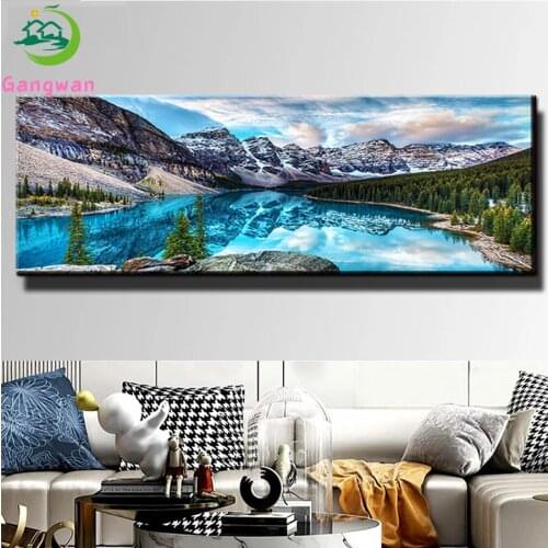 Blue lakes mountain peak scenery 5D Diamond painting,full,square,round diamond embroidery mosaic diamond diy handwork big Size