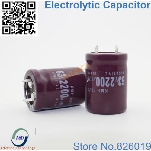6pcs/lot 63V 2200UF Radial DIP Aluminum Electrolytic Capacitors size 22*30 2200UF 63V Tolerance 20