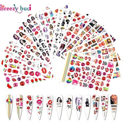 6pcs Valentines Series Nail Sticker Halloween Water Transfer Nail Art Stickers Decals Nails Decorations For Nail Art DIY Tools