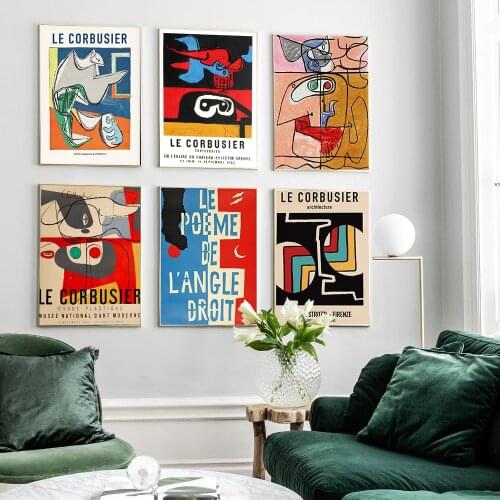 Posters and Prints Le Corbusier Abstract Exhibition Poster Wall Art Line Face Picture Canvas Painting for Room Home Decor (1)