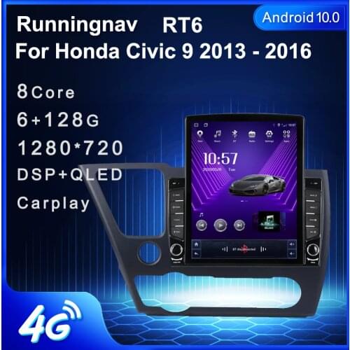 9.7" Android 10.1 For Honda Civic 9 2013 - 2016 Tesla Type Car Radio Multimedia Video Player Navigation GPS RDS no dvd