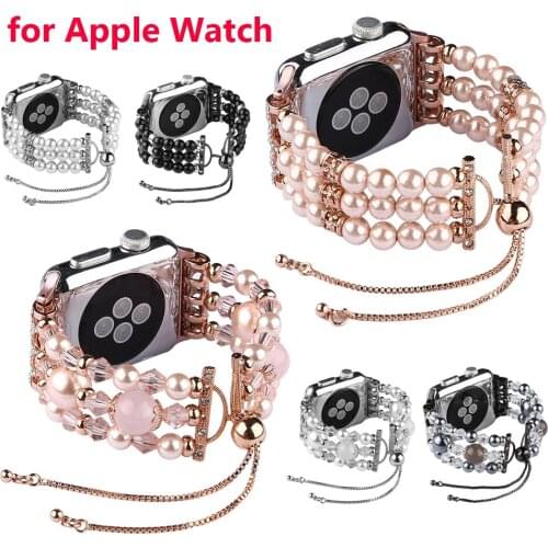 Bling Jewelry Band For Apple Watch Beaded Bracelet Replacement Strap For iphone iWatch Series SE 6/5/4/3/2/1 38mm 40mm 42mm 44mm
