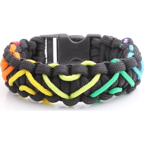 Rainbow Hearts Paracord Bracelet ,Outdoor Camping Survival Kits