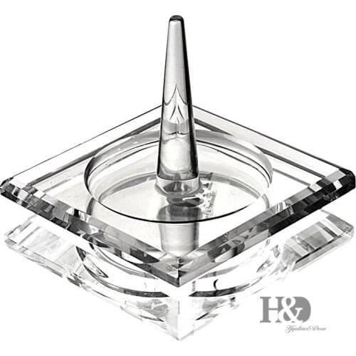 H&D Womens Fashion Square Crystal Ring Holder for Jewelry Collect Jewelry Storage Case Glass Organizer Case Wedding Gifts