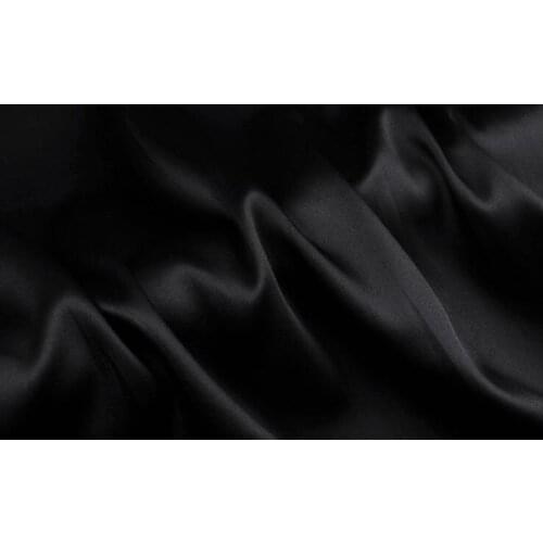 Howmay 100% pure silk fabric satin charmeuse 16.5m/m 114cm 45" black 19# for bedding sheet pillowcase