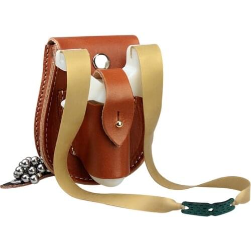 Catapult Slingshot Hitting Ammo Steel Balls Pouch Integrated Storage Hang Bag Cow Leather Magnet Bow Grain Bag Hunting Accessory