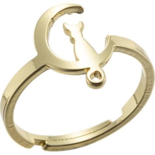 Love Cats Resizable Rings Moon Star Stainless Steel Fashion Friendship Jewelry Drop Shipping Party Christmas Gift
