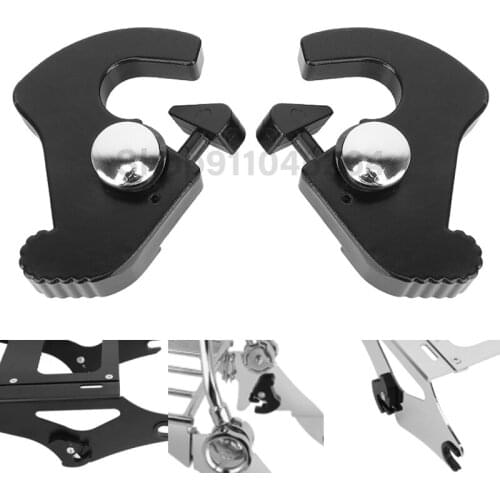 Black 1Set Detachable Rotary Sissy Bar Luggage Rack Docking Latch Clip Kit For Harley Touring Motorcycle Covers