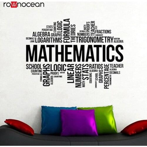Mathematics Word Cloud Wall Sticker Math Inspirational Words Vinyl Decal Science Education Lettering Art School Classroom SK76