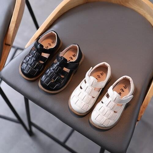 Fashion Kids Girls Shoes Children Boys Leather Casual Shoes Woven Design Beach Shoe Cut-Outs Sandals for.summer SHS090