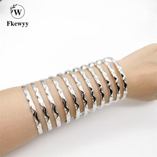 Fkewy Temperament Bracelets For Women Charm Multi-Layer Fashion Jewelry Gothic Accessories Silver Gray Cuff Bracelet Hollow Out
