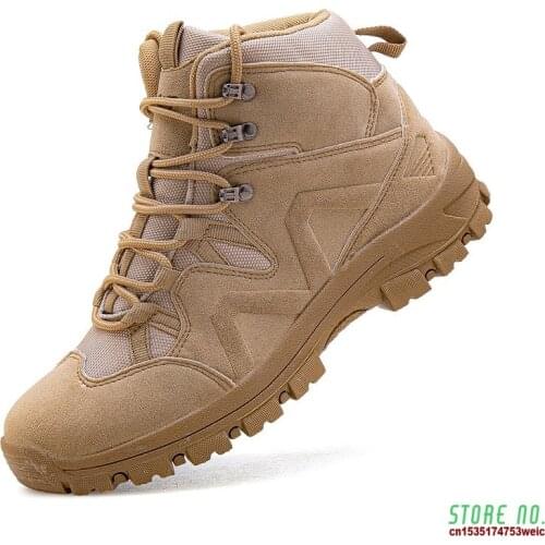 Men Tactical Boots Army Boots Military Desert Waterproof Work Safety Shoes Climbing Hiking Sport Shoes Ankle Mens Outdoor Boots