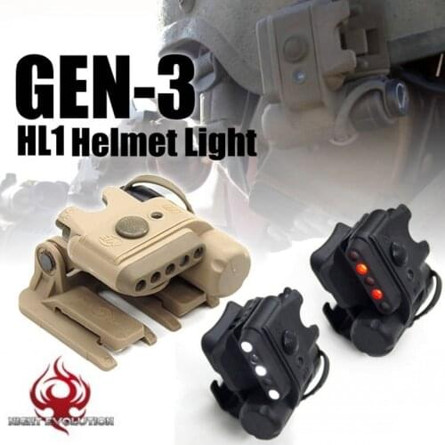 Night Evolution Airsoft Gen3 HL1 Helmet Light White Red IR Led Tactical Softair Hunting Flashlight NE05003