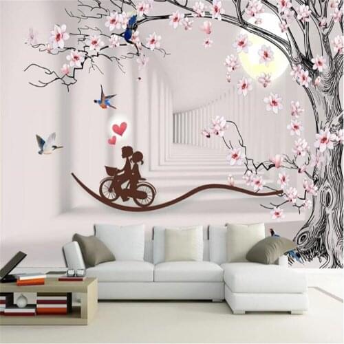 Milofi custom wallpaper wall covering Chinese simple magnolia tree 3D romantic TV sofa background wall