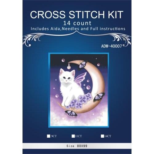 Oneroom moon cat Scenery Embroidery Needlework Crafts 14CT Unprinted DMC DIY Quality Cross Stitch Kits Handmade