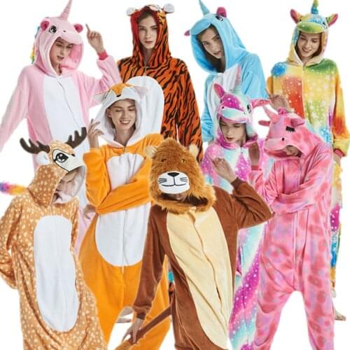 Adults Unicorn Tiger Lion Fox Sika Deer Kigurumi Womens Mens Onesies Pajamas Cosplay Costume for Halloween Carnival Party