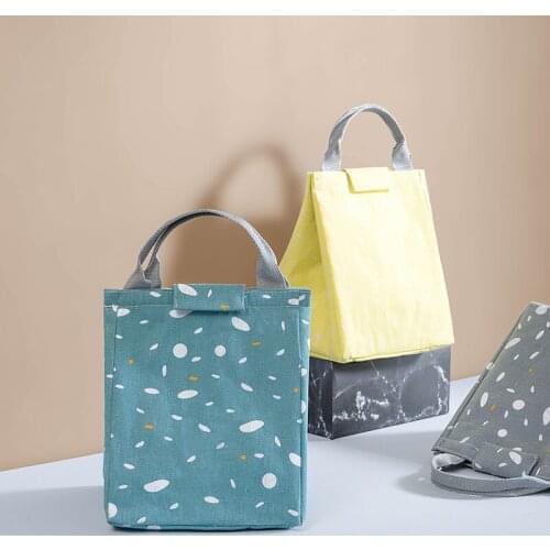 POOLOOS Portable Lunch Bag With Hook&loop New Women Ladies Girls Kids Portable Insulated Thermal Cooler Lunch Bag Box Picnic Bag