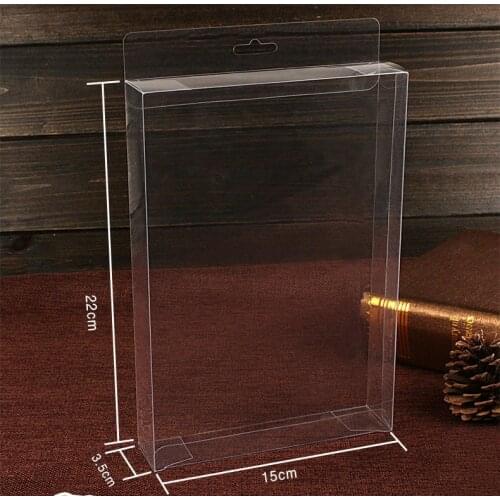 50pcs 3.5*15*22cm clear plastic pvc hook box packing boxes for gift/Phone/candy/cosmetic/craft square transparent pvc Box