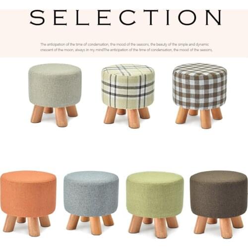 Nordic Footrest Seat Stool With Removable Cover 4 Legs Modern Luxury Upholstered Solid Wood Footstool With Ottoman Pouf