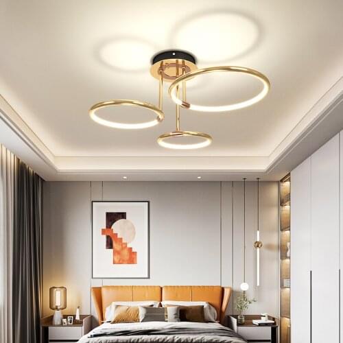 Modern Luxury Gold Led Chandelier Loft Living Room Lighting Decor Hanging Lamp Bedroom Hotel Kitchen Ceiling Decoration Lustres