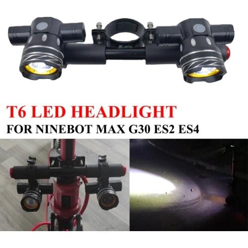 Electric Scooter LED Headlight USB Rechargeable Fog Lamp for Ninebot Max G30 ES2 ES4 T6 Spotlight, 1200MAh