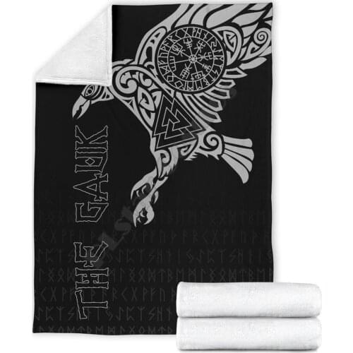 Viking Raven Tattoos Sherpa 3D printed Sherpa Blanket on Bed Home Textiles Dreamlike HOME ACCESSORIES Style-1