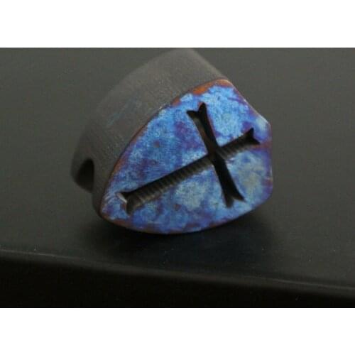 TC4 Titanium Cross Metal Handmade Beads Knife Tool Parachute Cord Lanyard Bead Paracord Bead DIY Keychains Charms Pendant Blue