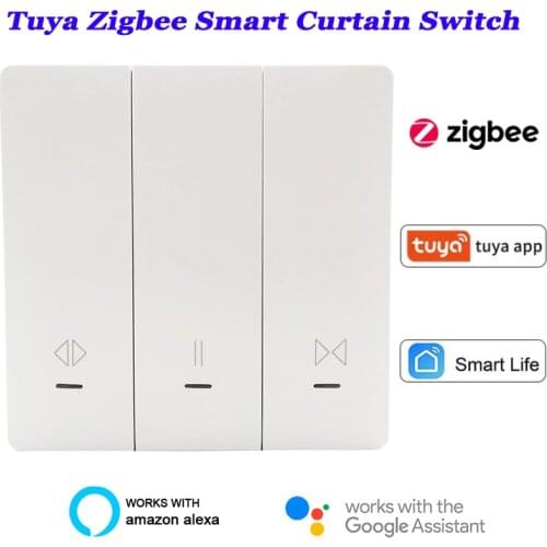 220V Tuya Zigbee Switch Smart Curtain Switch Chain Window Opener Roller Shutter Tuya Wifi Switch Smart Life Alexa Voice Control