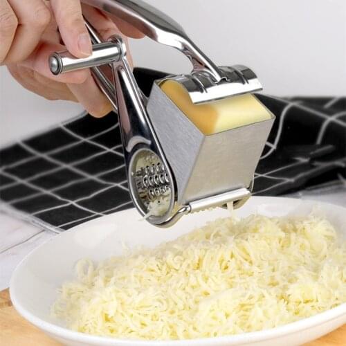 Rotary Cheese Grater with Container Stainless Steel Hand-Crank Rotory Shredder Butter Knife Cutter Kitchen Practical Gadgets