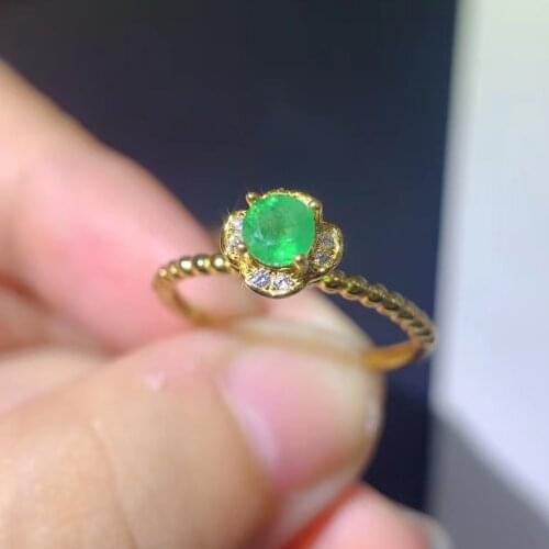 CoLife Jewelry 100% Natural Emerald Wedding Ring 4mm Round Emerald Ring for Daily Wear 925 Silver Emerald Jewelry