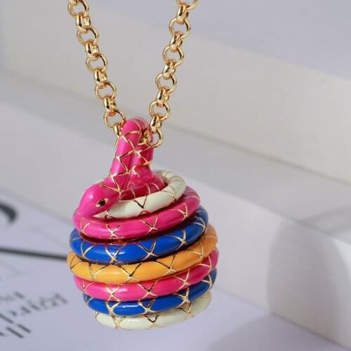 Wind fun cute color glazed three-dimensional winding snake shape long money chain sweater chain sent to girls