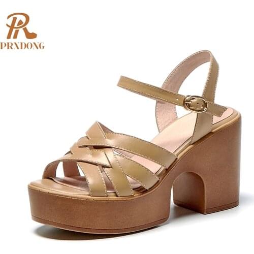 2021 Fashion Summer Woman Sandals Woman Pumps New Arrival Genuine Leather Peep Toe Platform Shoes Woman Dress Party Shoes 34-39