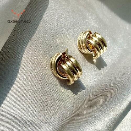 2020 New Gold Color Earrings For Women Multiple Trendy Round Geometric Drop Statement Earrings Fashion Party Jewelry Gift
