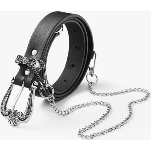 Womens Retro Pin Buckle Belt Vintage Carved PU Leather Gothic Casual Fashion All-Match Belt Dress Waistband Luxury Brand