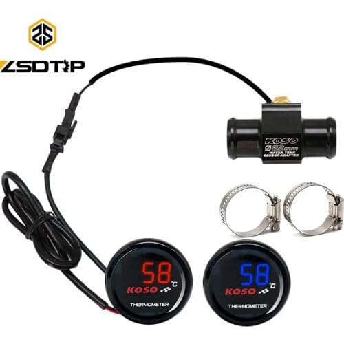 ZSDTRP Motorcycle Temperature KOSO Round Water Temp For Yamaha with 22mm Sensor Adapter