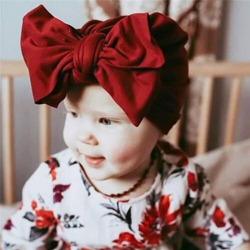 14 Colors Baby Hat for Girls Bows Turban Hats Infant Photography Props Cotton Beanie Baby Cap Headwraps Birthday Gift