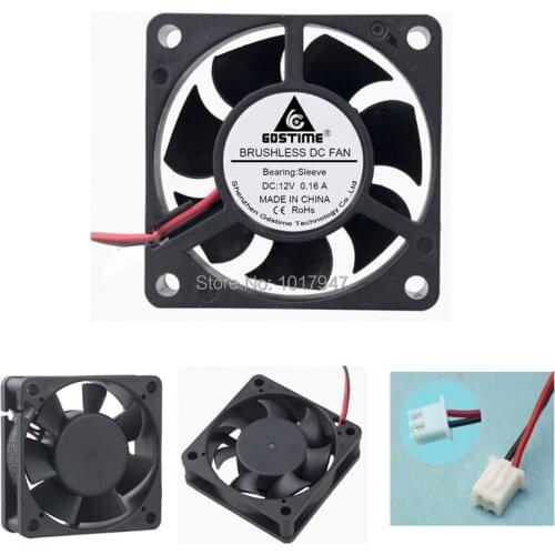 200Pcs Gdstime 60mm 6cm 6020 60x60x20mm DC 12V 2Pin Brushless CPU Cooler Cooling Fan