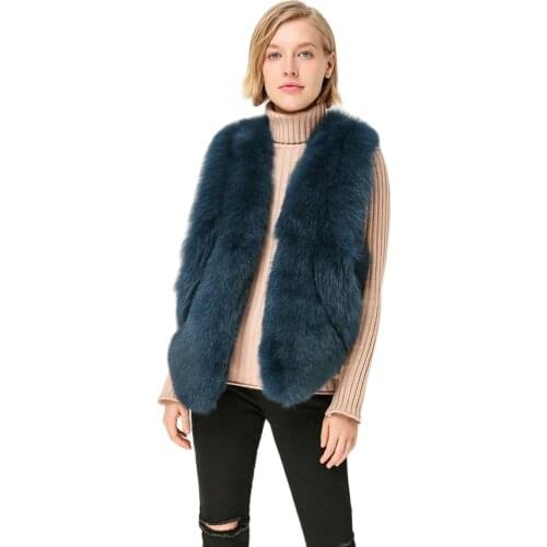 QIUCHEN PJ1859 FREE SHIPPING real fox fur vest winter women dress luxury fur gilet new arrival wholesale short vest
