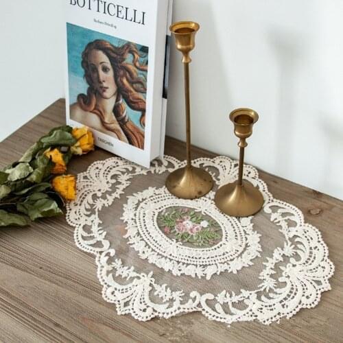 CuteLife Nordic White Round Lace Embroidery Mat Kitchen Home Decoration Coffee Dining Table Mat Cup Holder Camping Tableware Mat