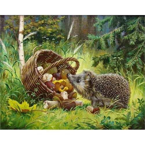 Dpsprue 5d Diy Square/Round Diamond Painting Hedgehog Embroidery Diamond Paintings Needlework Mosaic Kit Painting Gift GHF01