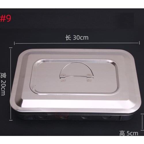 Sterilization box with cover square plate stainless steel instrument tray tray thickened cotton tank alcohol cylinder tweezers t