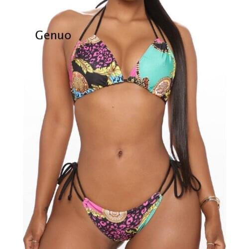 Swimwear 2021 New Arrival Sexy Two Piece Bikini Halter Backless Low Waist Thong Bikini Bathing Suit Women
