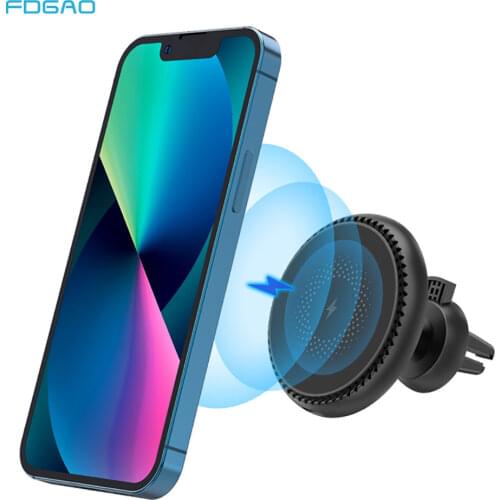Magnetic Wireless Car Charger for iPhone 12 Pro Max Mini USB C PD 15W Fast Mount Charging Station Clamp Air Vent Phone Holder
