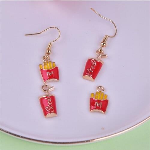10pcs Cute Cola Fries Metal Charms Golden Color Charms for Jewelry Making Earring DIY Jewelry Accessories