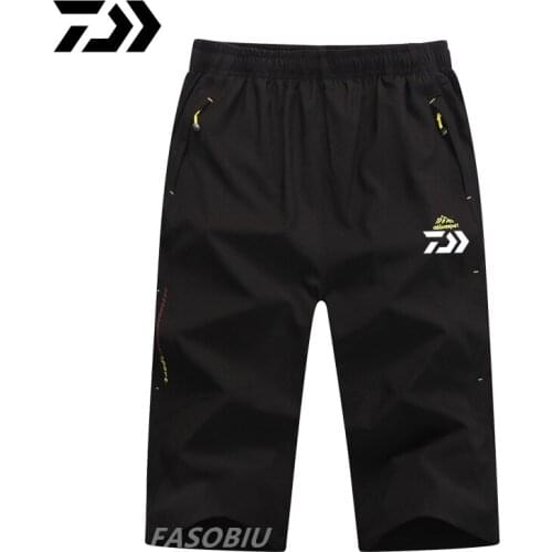 Daiwa Mens Fishing Shorts Pants Drawstring Outdoor Sprots Pants Summer Breathable Multi Pockets Quick Dry Fishing Pants
