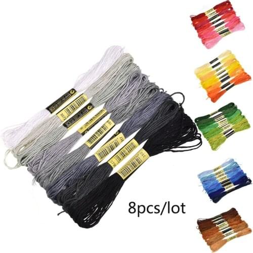 8pcs/lot Similar Color Threads Cross Stitch Floss 6 Shares Embroidery Thread Sewing Skeins Craft For Handmade Accessories