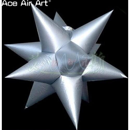 Newly product model infltable silver stars,hanging air balloon bold star for stage and party decoration