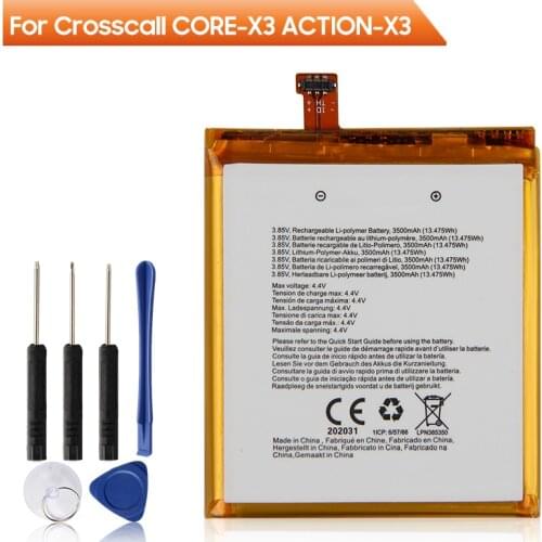 Original Replacement Battery For Crosscall CORE-X3 ACTION-X3 Cell Phone For CROSSCALL TREKKER X3 Rechargable Battery 3500mAh