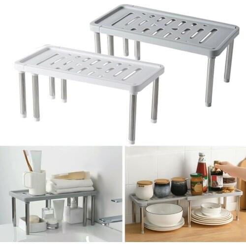 Plastic Adjustable Organizer Shelf Kitchen Cupboard Shelf Holder Pantry Storage Stand Rack Multi Functional Shoe Rack Scalable