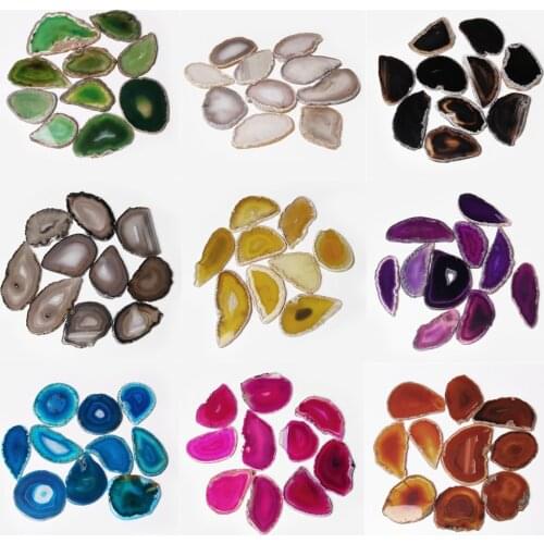 50-80mm No Hole Agates Slices Irregular Natural Stone Slice Flat Slab Agates Geode Slice for Jewelry Decor Diy Name Card Wedding